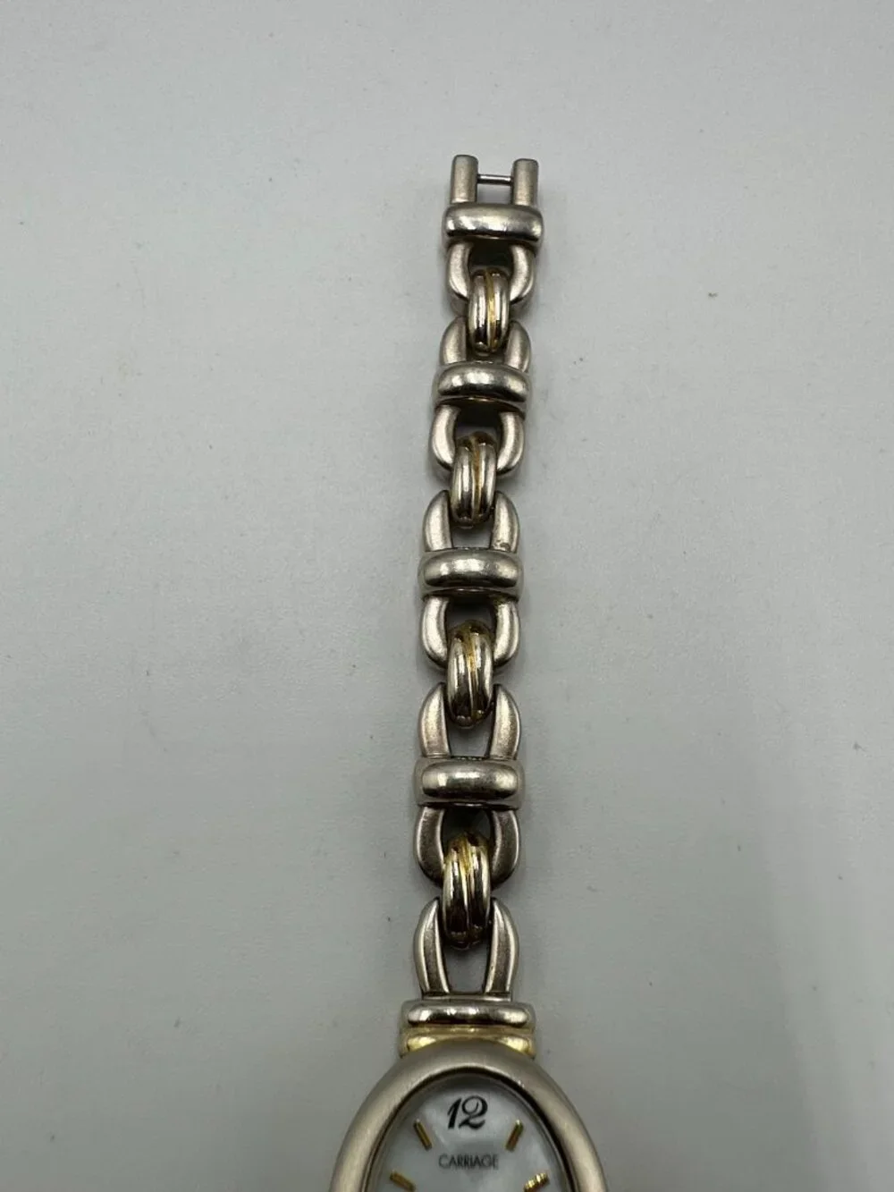 3/$30 Carriage Watch Women Silver Gold Two Tone Oval Dial 19MM New Battery 6.5'